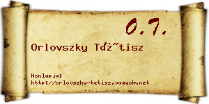 Orlovszky Tétisz névjegykártya